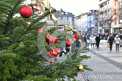 Christmas tree in Bad Ischl district Gmunden, Upper Austria Editorial Stock Photo