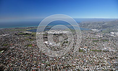 Christchurch Aerial View of Eastern Suburbs Stock Photo