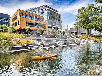 Christchurch, New Zealand, Avon River and The Terrace Editorial Stock Photo