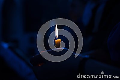 Christening in the church. Catholicism and Orthodoxy. candle on Stock Photo