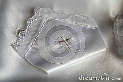 Christening dress detail Stock Photo