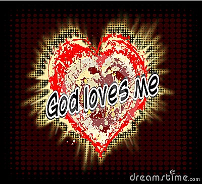 Christian background.God loves me. Halftone heart.Jesus loves you. Stock Photo