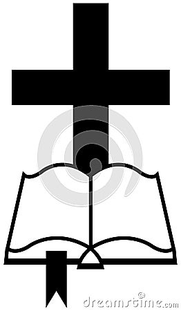 Cross With Holy Bible Vector Illustration