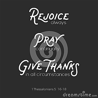 Christian bible quote for use as poster or flying about rejoice Vector Illustration