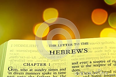 Christian Book Open book Holybile Book Index The letter to the hebrews for background and inspiration Stock Photo