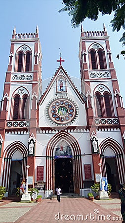 Christian cathedral beautiful architecture pondicherry India Editorial Stock Photo