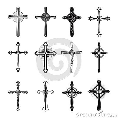 Christian and catholicism religion crosses Vector Illustration
