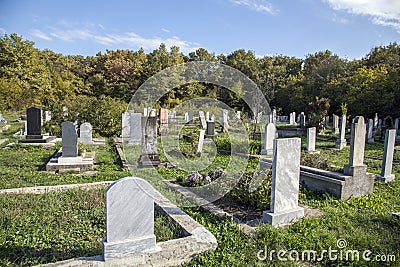Christian cemetery, Tombstones in the old cemetery in the fall Editorial Stock Photo