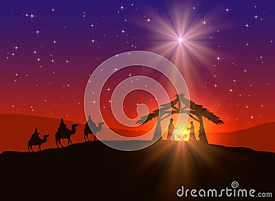 Christian Christmas background with star Vector Illustration