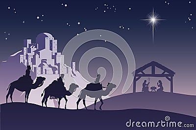 Christian Christmas Nativity Scene Vector Illustration