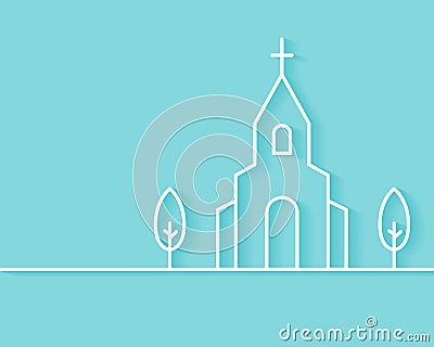 Christian Church Building Background Vector Illustration