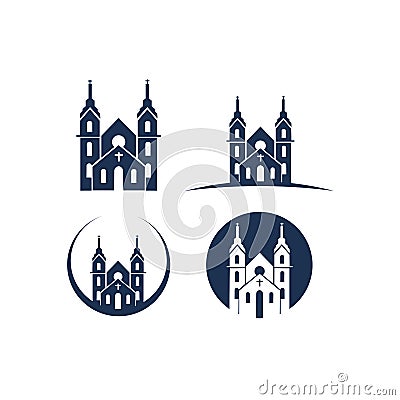 Christian church / chapel with cross flat icon for apps and websites Vector Illustration