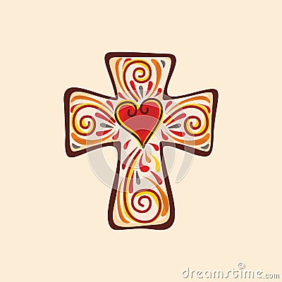 Christian church logo. Cross of Jesus Christ. Vector Illustration