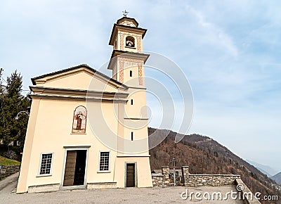 Christian church of Sant Antonio da Padova in Lionza, a hamlet of Centovalli, canton of Ticino, Switzerland Stock Photo