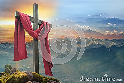 Christian cross against the sky Stock Photo