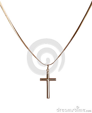 The Christian cross and gold chain Stock Photo