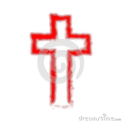 Christian cross in halftone design. Vector illustration Cartoon Illustration