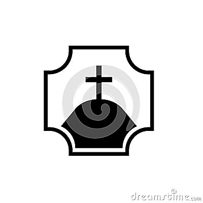 christian cross in hill symbol vector illustration. Calvary Crosses, hill and mountain with holy christian cross logo, church of Vector Illustration