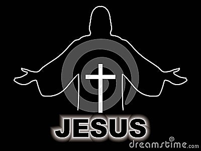 Christian Cross with jesus Vector Illustration