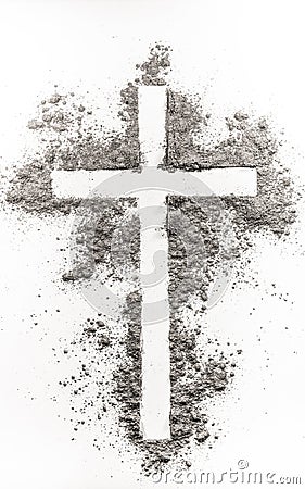 Christian cross made of ash Stock Photo