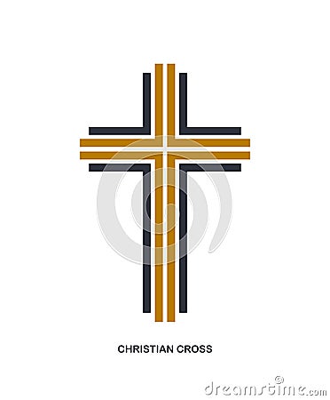 Christian cross modern linear style vector symbol isolated on white, faith and belief contemporary crucifix sign of Jesus Christ Vector Illustration