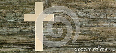 Christian cross paper cut wooden background christianity symbol Stock Photo