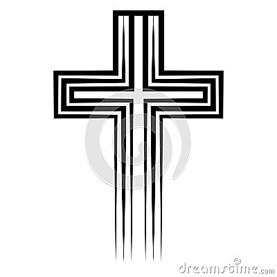 Christian cross, symbol crucifixion Jesus, talisman, symbol faith and veneration Vector Illustration