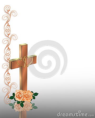 Christian Cross Wedding Invitation Stock Photo
