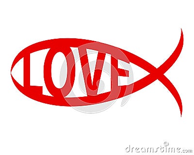 Christian fish love word symbol sign Stock Photo