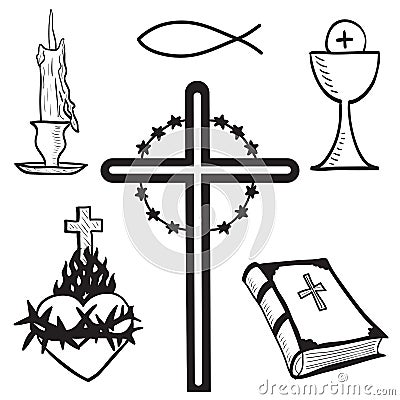 Christian hand-drawn symbols illustration Vector Illustration