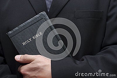 Christian Holding Holy Bible Good Book Religion Stock Photo