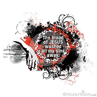 Christian illustration. The blood of Jesus washed all my sins away. Vector Illustration