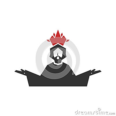 Christian illustration. Church logo. Jesus Christ with a crown in the form of the flame of the fire of the Spirit Vector Illustration