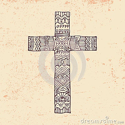 Christian illustration. Detail in a cross Vector Illustration