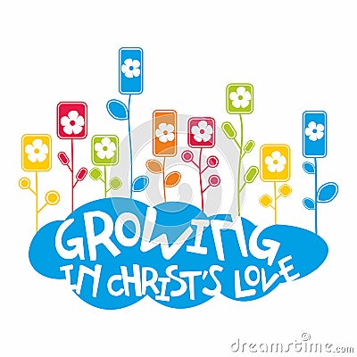 Christian illustration. Growing in Christ`s love Vector Illustration