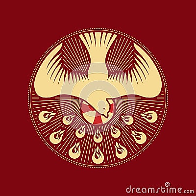 The image of a dove - a symbol of the Holy Spirit of God, peace, rest and humility Vector Illustration