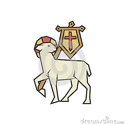 Christian illustration. The Lamb of God who takes away the sin of the whole world. Vector Illustration