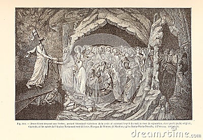 Christian illustration. Old image Cartoon Illustration