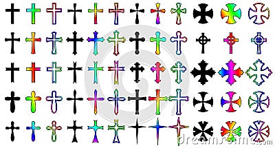 Colorful religious Cross Set Stock Photo