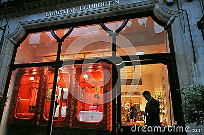 Christian Louboutin luxury fashion store in London, England Editorial Stock Photo