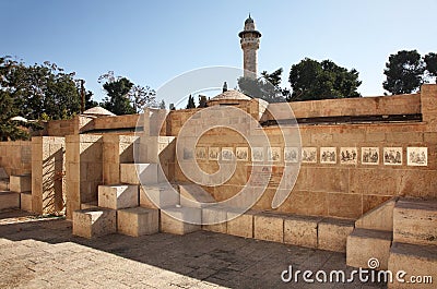 Christian monument on Via Dolorosa - reliefs of Passion of Jesus in Jerusalem. Israel Stock Photo
