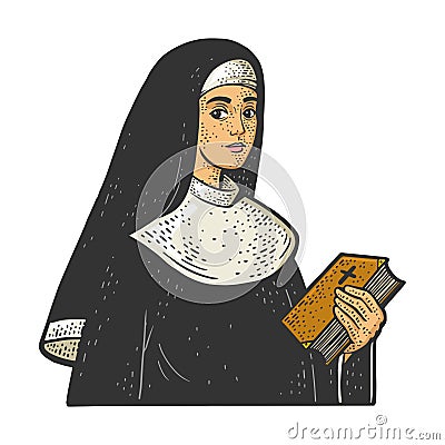 Christian nun sketch vector illustration Vector Illustration