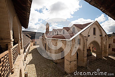 The Christian orthodox monastery of holy cross, at Omodos village in Cyprus Stock Photo