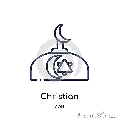 christian reformed church icon from religion outline collection. Thin line christian reformed church icon isolated on white Vector Illustration