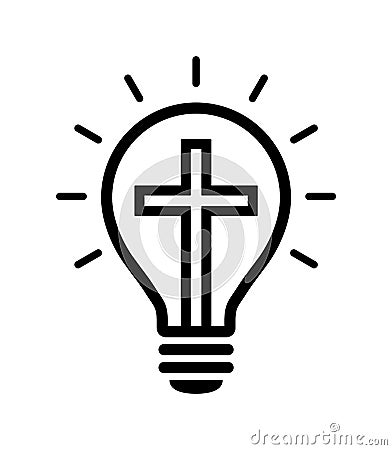 Christian religion cross light bulb Vector Illustration