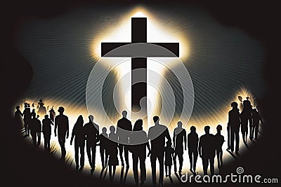 Christian religion cross people light Stock Photo