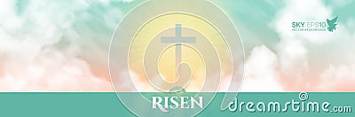 Christian religious design for Easter celebration. Narrow horizontal banner Vector Illustration