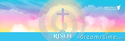 Christian religious design for Easter celebration. Narrow horizontal banner Vector Illustration