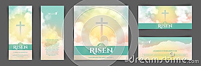 Christian religious design for Easter celebration. A set of vector banners Vector Illustration