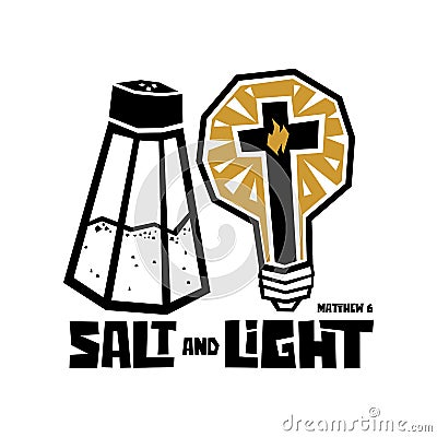 Christian typography, lettering and illustration. Salt and light Vector Illustration